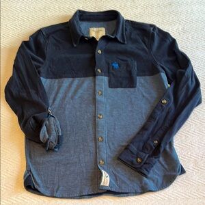 Abercrombie Kids Navy and Blue Casual Button-Down Shirt Boys Size 13/14